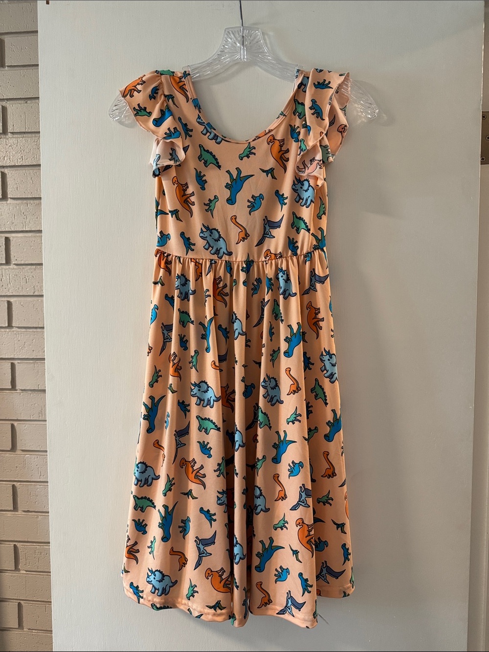 Dotdotsmile Dino Print Ruffle Sleeve Dress